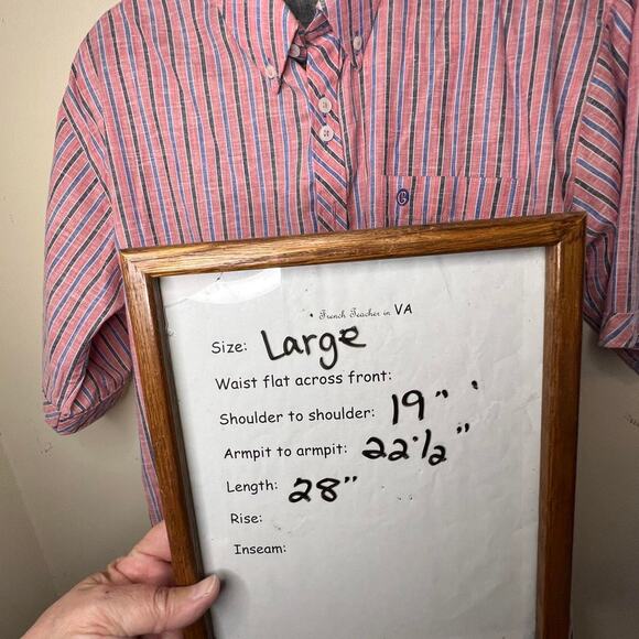 Collezione Casual Button Down Shirt Mens Size Large Pink Blue Stripes Dadcore - Picture 6 of 6